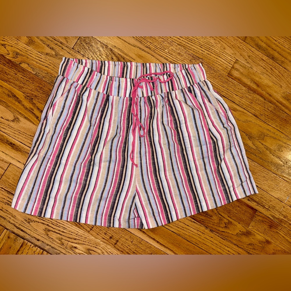 Cotton Bleu High Waisted Striped Shorts - XL